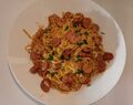 Pasta med krämig chorizo