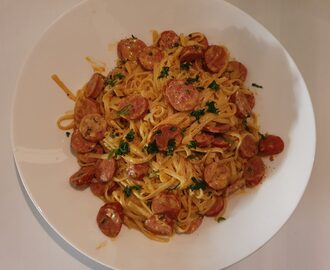 Pasta med krämig chorizo