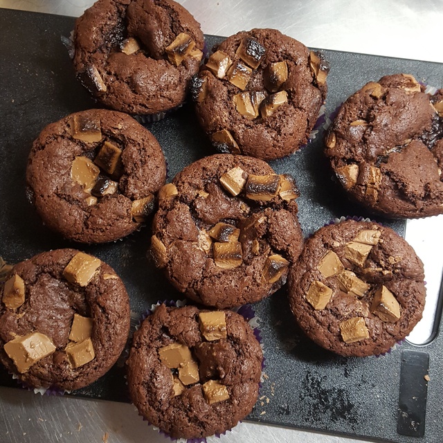 saftiga chokladmuffins