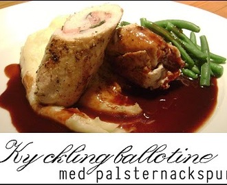 Kycklingballotine med palsternackspuré