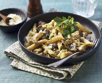 Oxfilépasta med champinjoner och tryffelolja