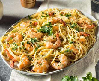 30-Minute Greek Lemon Pasta Recipe With Shrimp & Creamy Feta                                                      by Chef Gigi Gaggero, Host of KSCU 103.3 FM LIVE Food Talk Radio S.F. Bay Area