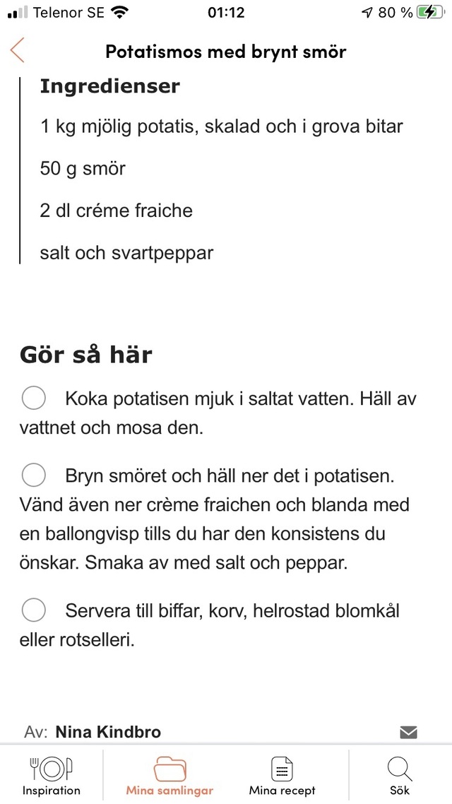 Potatismos m brynt smör