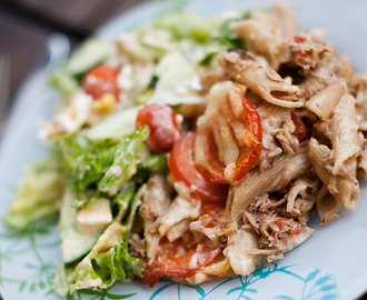 Pasta- och tonfiskgratäng