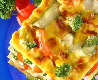Lasagne med grönsaker, provola-ost och saffran