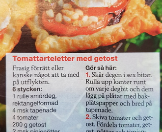 Tomattarteletter med Getost