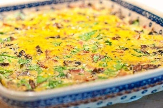 Spinach Bacon and Mushroom Breakfast Casserole