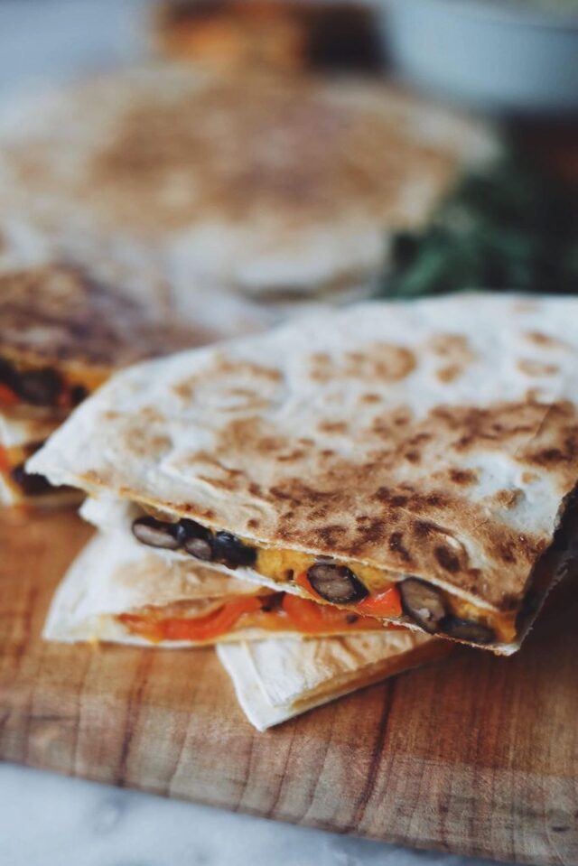 Quesadillas with beans and cheddar