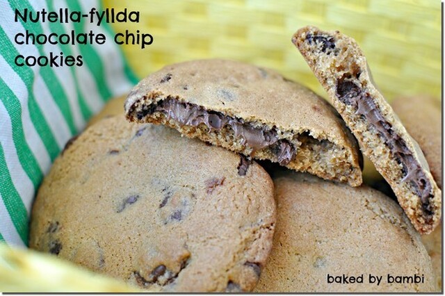 Nutella-fyllda chocolate chip cookies