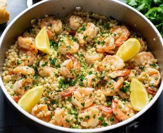 Shrimp Scampi Recipe Over Israeli Couscous