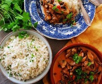 Svamp stroganoff med kardemummaris