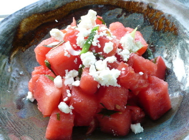 Tomat- och vattenmelonsallad