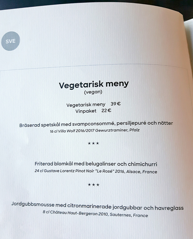 Vegansk trerätters på Viking Grace