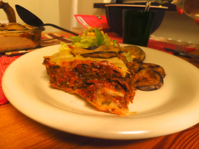 Lasagne med panerad aubergine