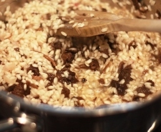 Risotto med trattkantareller och Pecorino