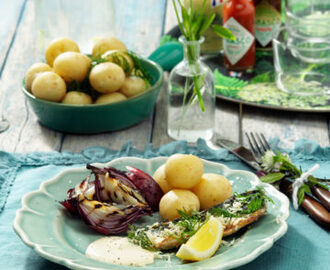 Grillad Makrill med dill och pepparrot och senapssås