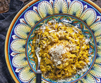 Risotto con funghi (Risotto med karljohanssvamp).