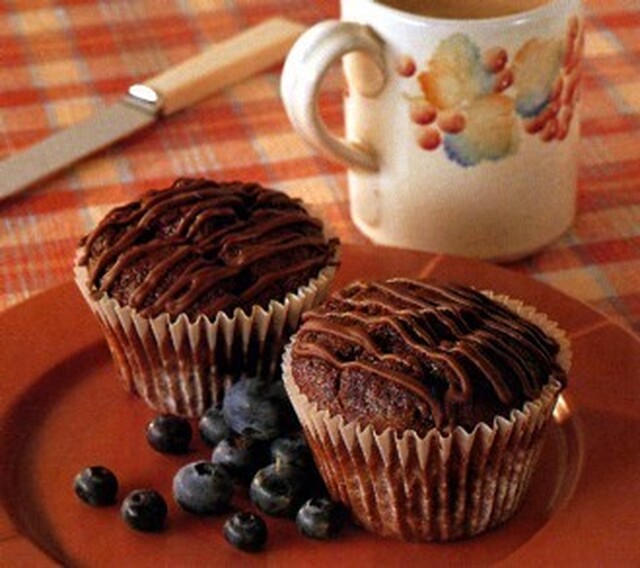 Muffins med choklad och blåbär