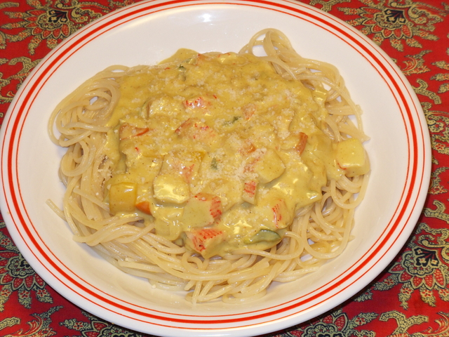 Currycrab pastasås