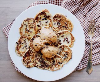 Mesquite Pancakes with Cacao Nibs & Ice Cream