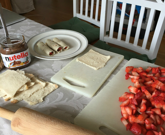 French toast rollups med nutella & jordgubbar