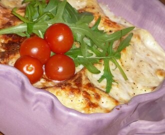 Italiensk lasagne med par­ma­skin­ka och tomat