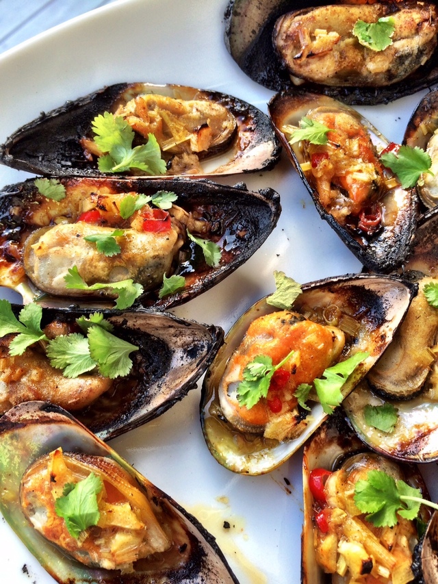Grillade musslor, ett perfekt grillsnacks