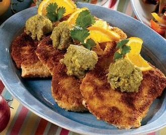 Kalkonschnitzel med solroscreme