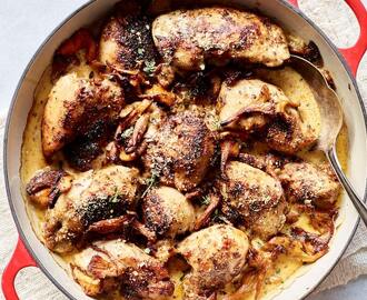 Kyckling i ugn med svamp och chorizo