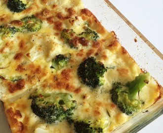 Broccoli och blomkålsgratäng med ädelost