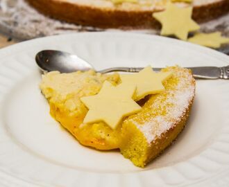 Sockerbullekladdkaka med saffran & vaniljkräm