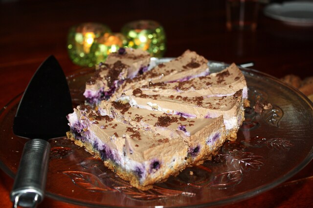 Cheesecake med Blåbär och Mörkchoklad