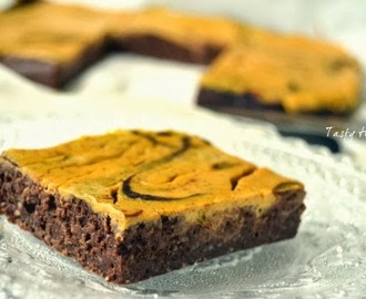 Fudgy chokladbrownie med pumpa swirl