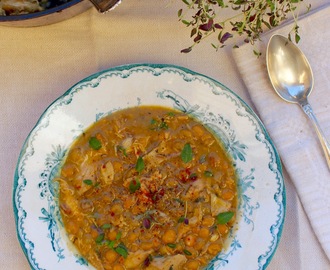 Kycklinggryta med citrus, gula ärtor och spiskummin