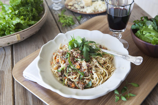 Svegros urgoda spagetti och köttfärssås