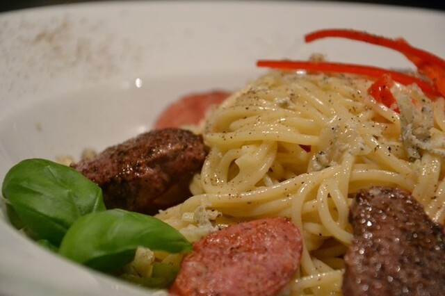Spagetti med lamm och gorgonzola!