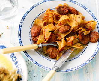 Pappardelle med het chorizo