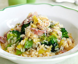 Risotto med skinka och broccoli