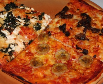 Hembakad pizza med tre enkla fyllningar