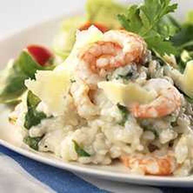 Skaldjursrisotto med grön sparris & parmesan - Recept - Tasteline.com