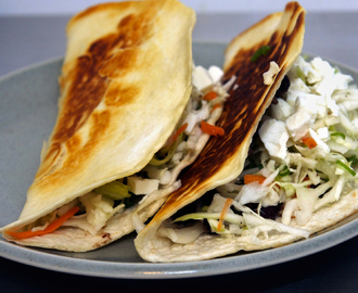 crisp black bean tacos with feta and slaw