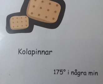 Kolapinnar
175 grader i några min