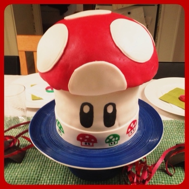 Mario-svamp-tårta