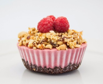 Raw Raspberry Cheesecakes with Crumbs
