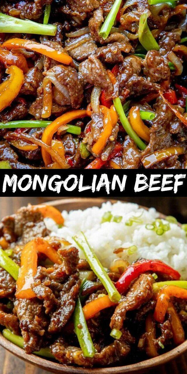 Delicious Mongolian Beef Recipe is made with juicy beef strips, sauteed bell peppers and onion all coated… | Beef dinner, Beef recipes for dinner, Beef recipes easy