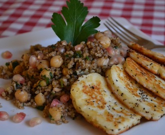 Veckans vegetariska: Kanelbulgur med halloumi och granatäpple