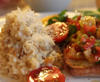 Kantarellrisotto och Tomatbrushetta