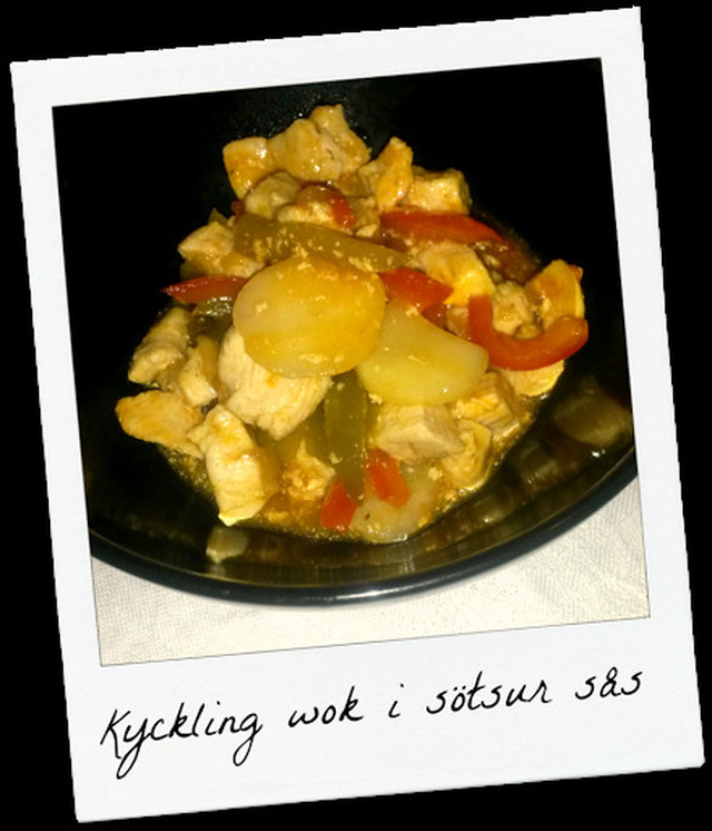recept: Kycklingwok i sötsur sås / lat-mans-wok