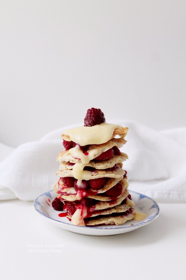 Pancakes with Sugar Free Lemon Curd & Raspberries