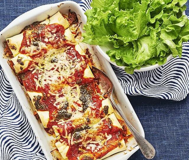 Cannelloni med köttfärs och pesto